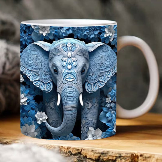 3D Elephant Flower Mug