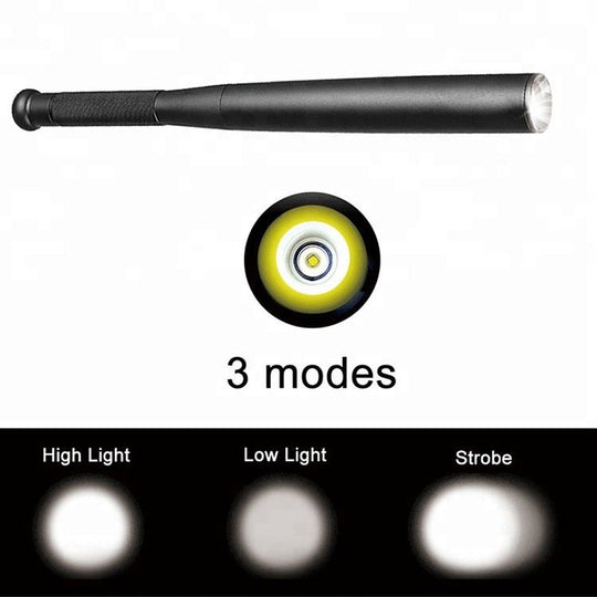 Baseball Bat Shaped LED Flashlight | Aluminium Alloy, 3 Lighting Modes | Emergency & Utility Use