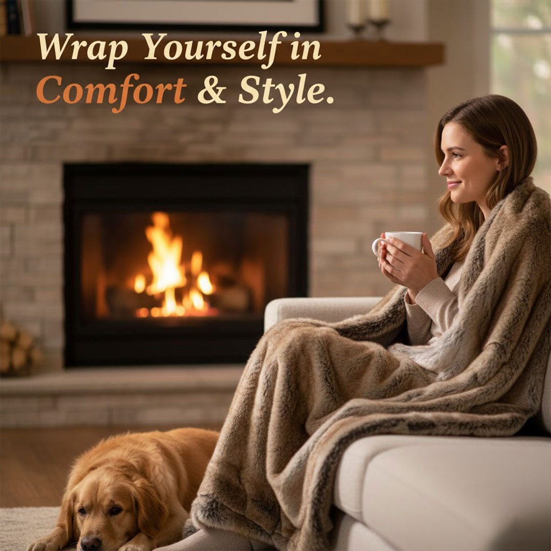 Faux Fur Throw Blanket - Soft Mink - Decorative Design