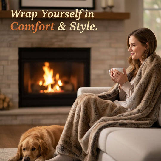 Faux Fur Throw Blanket - Soft Mink - Decorative Design