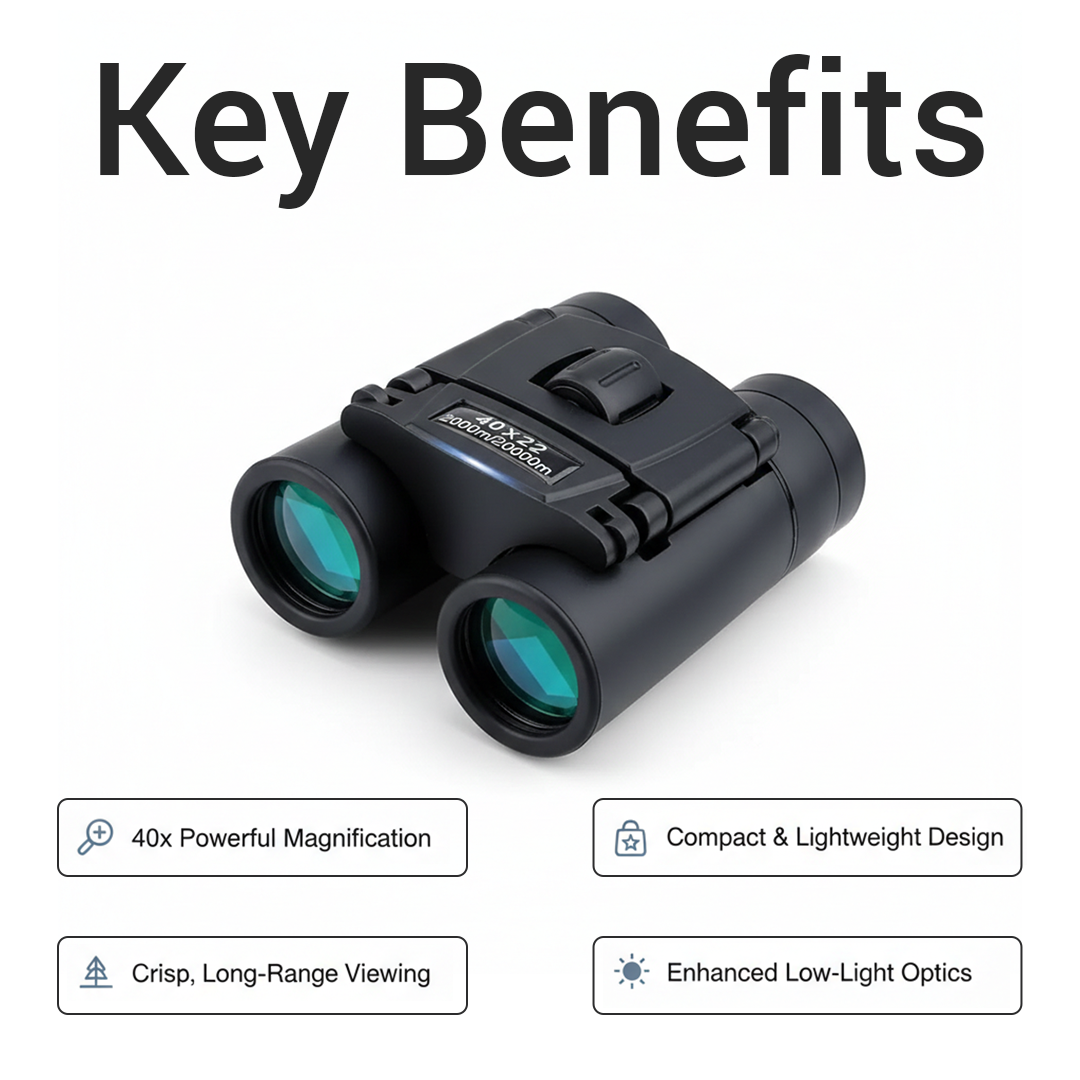 40x22 Compact Binoculars for Outdoor Viewing and Travel