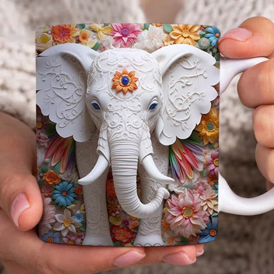 3D Elephant Flower Mug