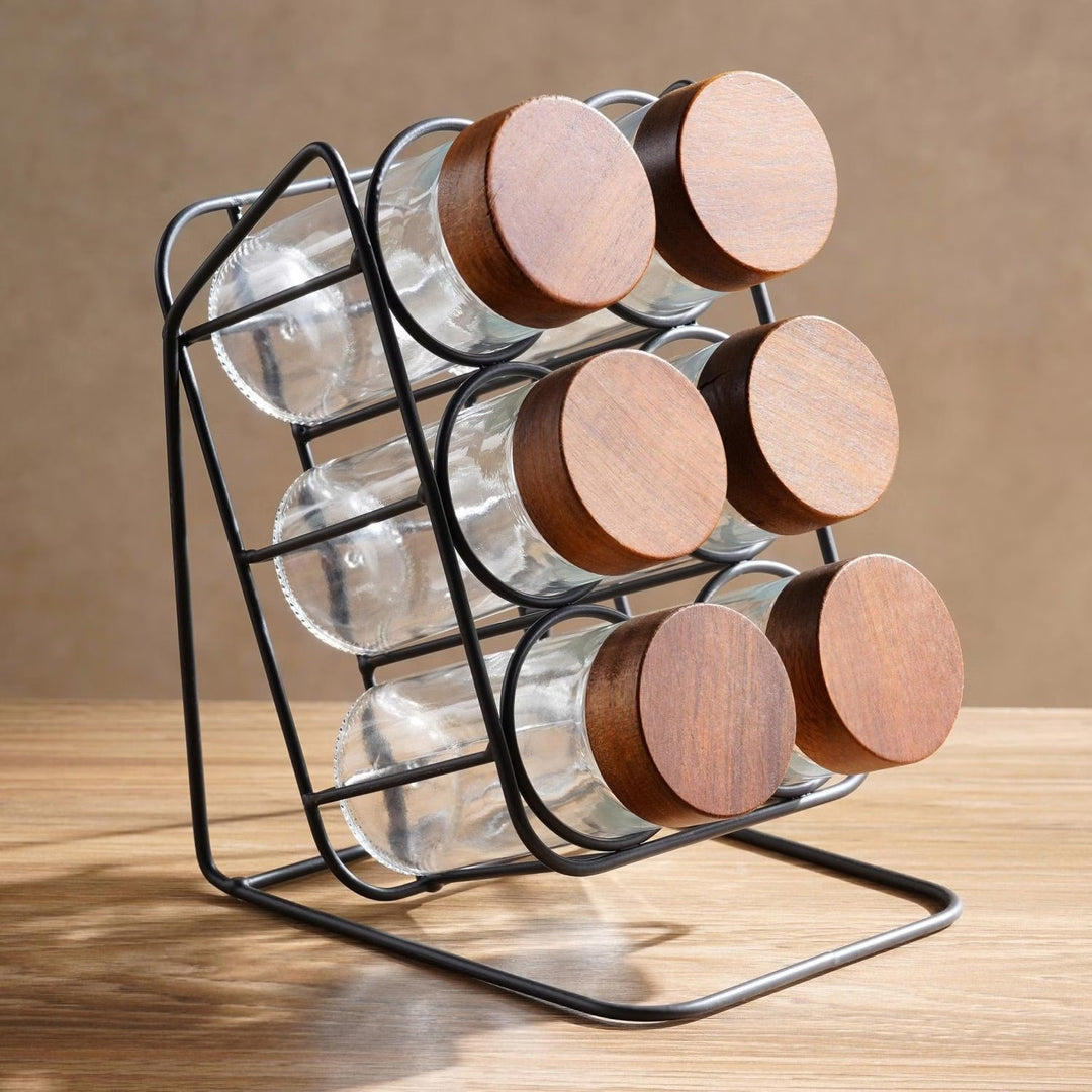 Virella 6 Piece Jar Set for Spices with Slanted Stand