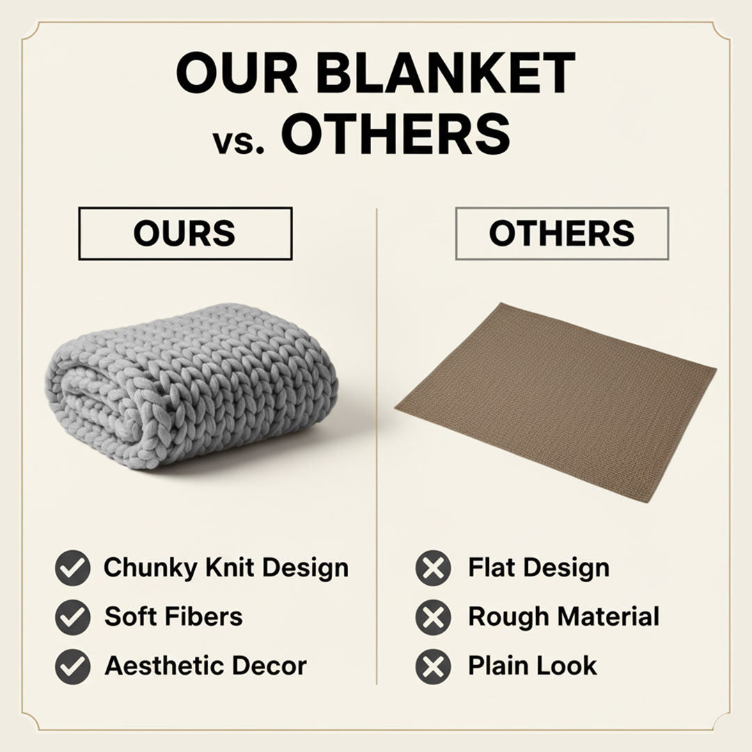 Chunky Knit Blanket - Soft Material - Decorative Design
