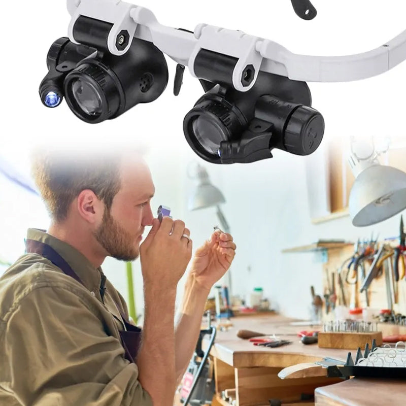 Magnifying Glasses with LED Lamps for Dual Eyes