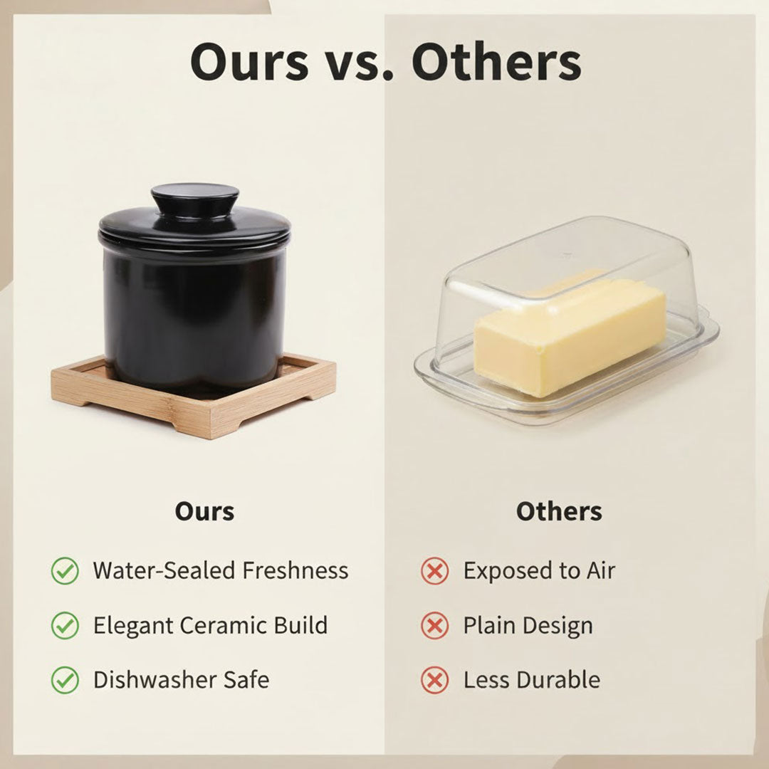 Butter Keeper - Ceramic Container - Water-Sealed Lid
