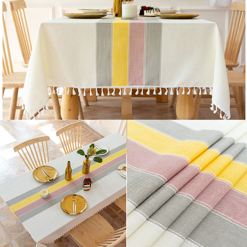 Waterproof Oil-Resistant Rectangular Tablecloth - Cotton Linen, Wrinkle-Resistant for Kitchen, Dining Room, Buffet, and Party