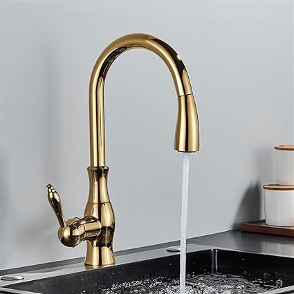 Brass Kitchen Faucet Pull Out Mixer Sink Water Tap 360° Rotation Single Handle