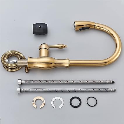 Brass Kitchen Faucet Pull Out Mixer Sink Water Tap 360° Rotation Single Handle