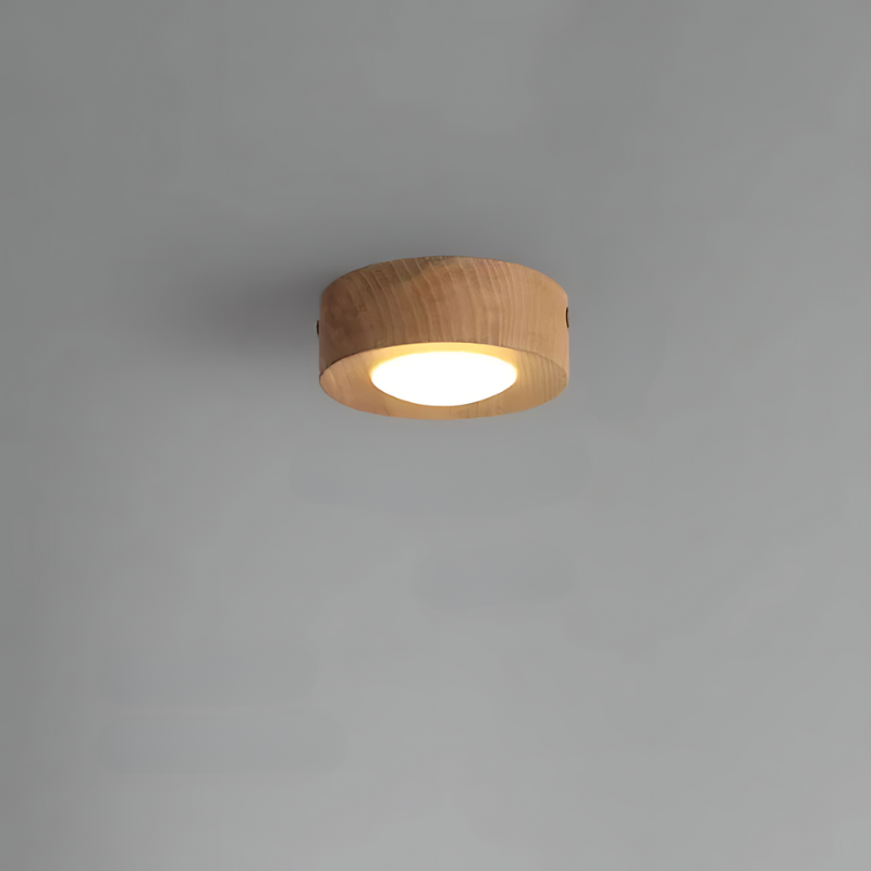 Walnut Ceiling Lamp with LED Spotlights