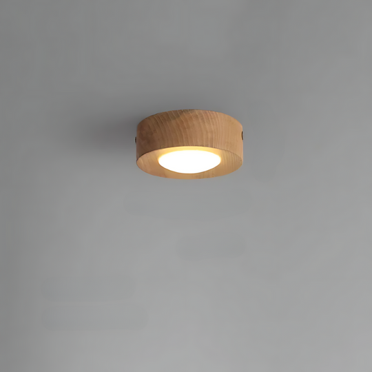 Walnut Ceiling Lamp with LED Spotlights