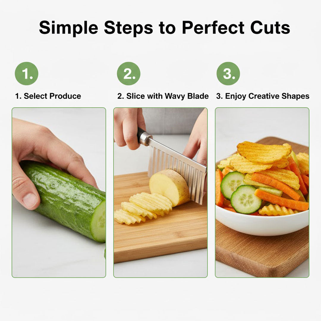Crinkle Cutter Knife - Stainless Steel - Wavy Slicer