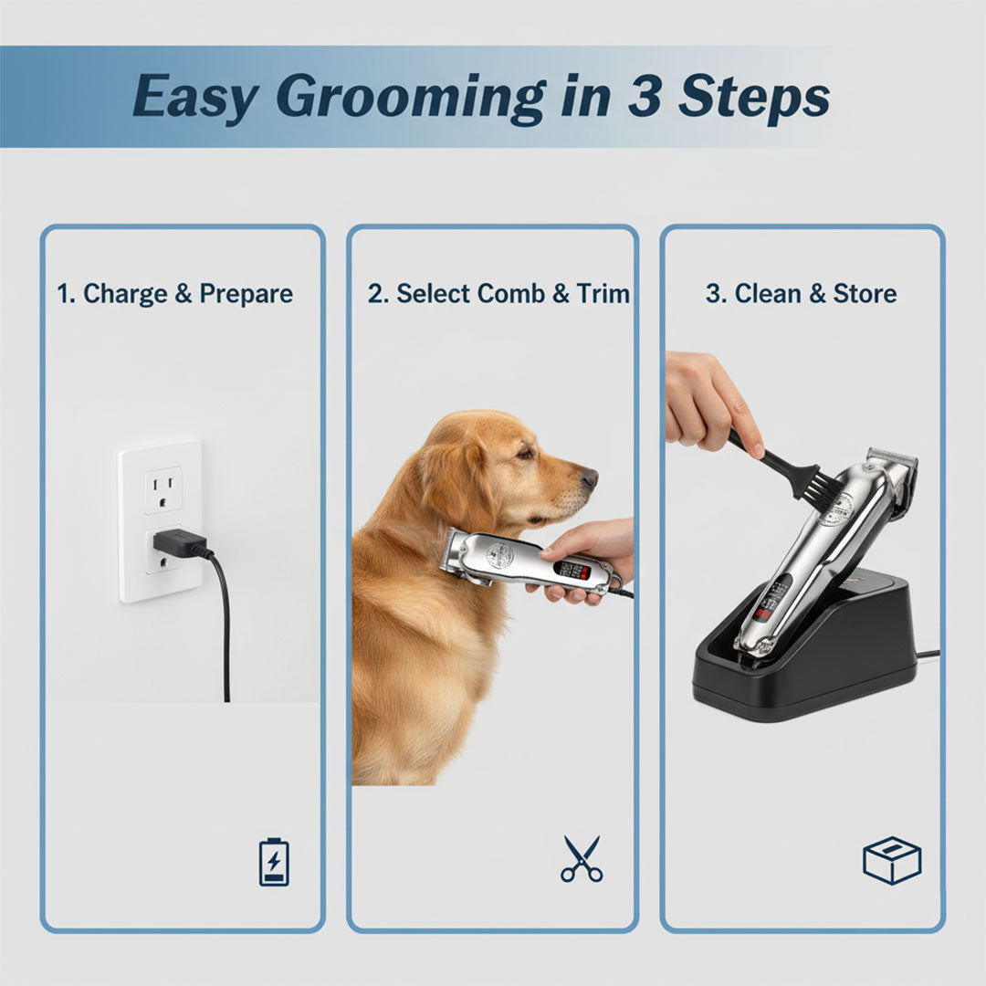 Dog Hair Clipper - Rechargeable Trimmer - Metal Design