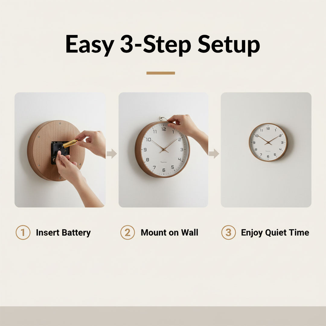 Wooden Wall Clock - Minimalist Design - Silent Movement