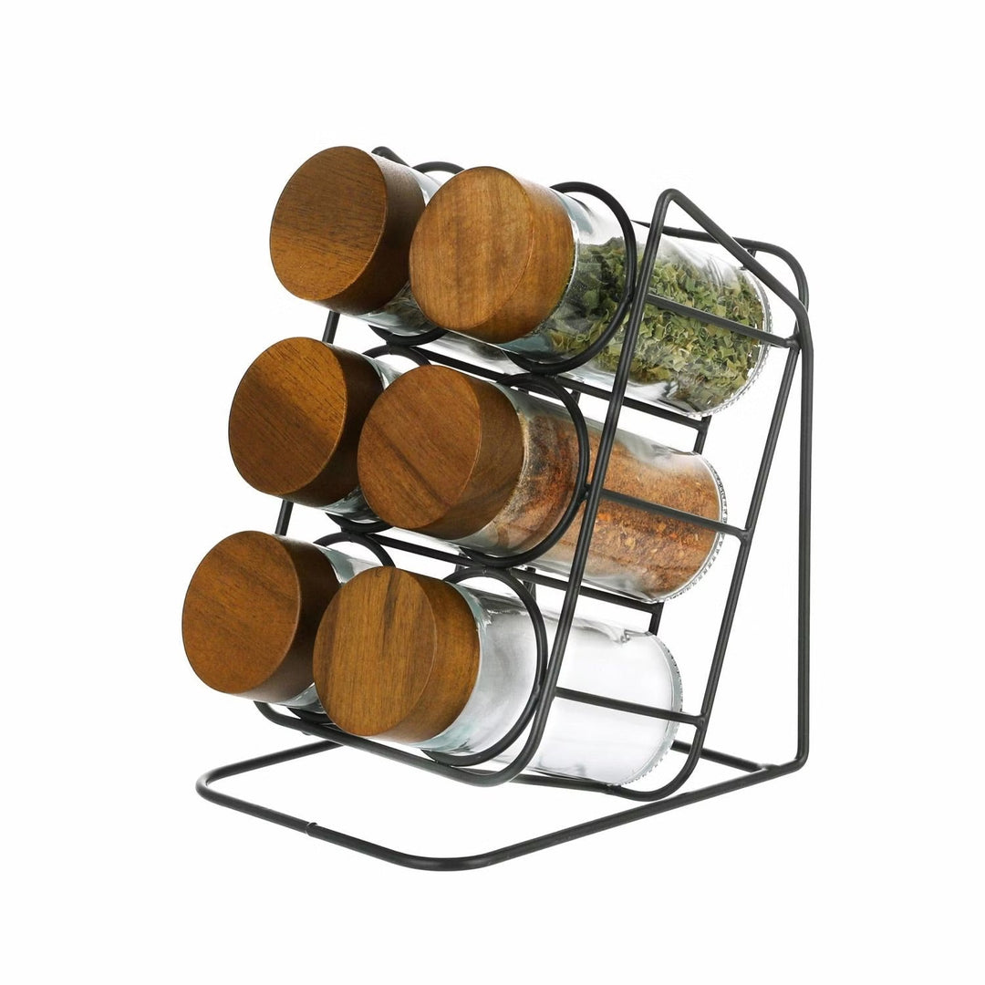 Virella 6 Piece Jar Set for Spices with Slanted Stand