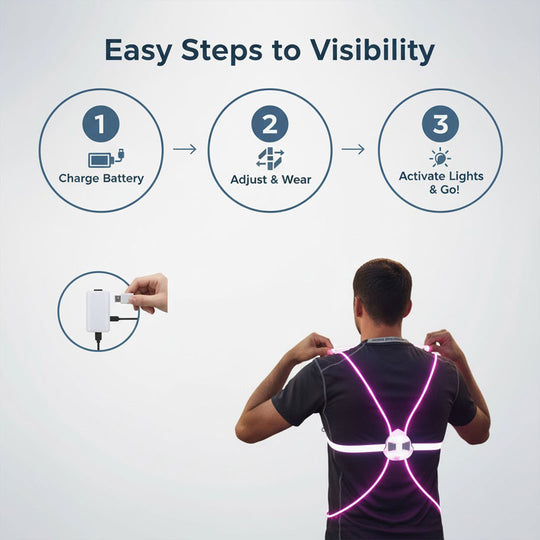 LED Safety Vest - Reflective Light - Adjustable Strap