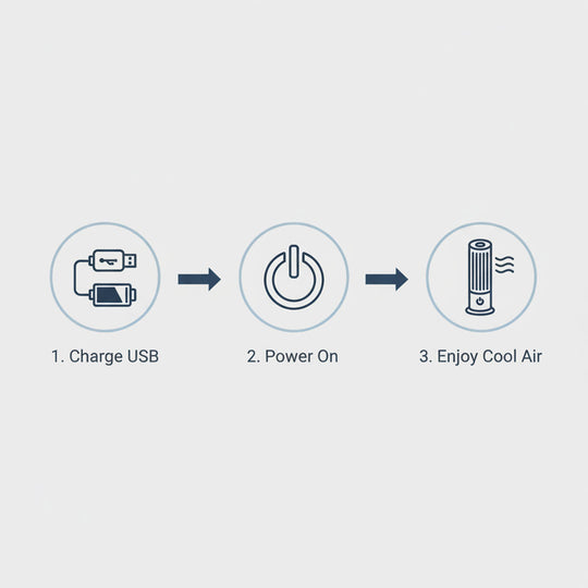 Portable Tower Fan - USB Rechargeable - Bladeless Design