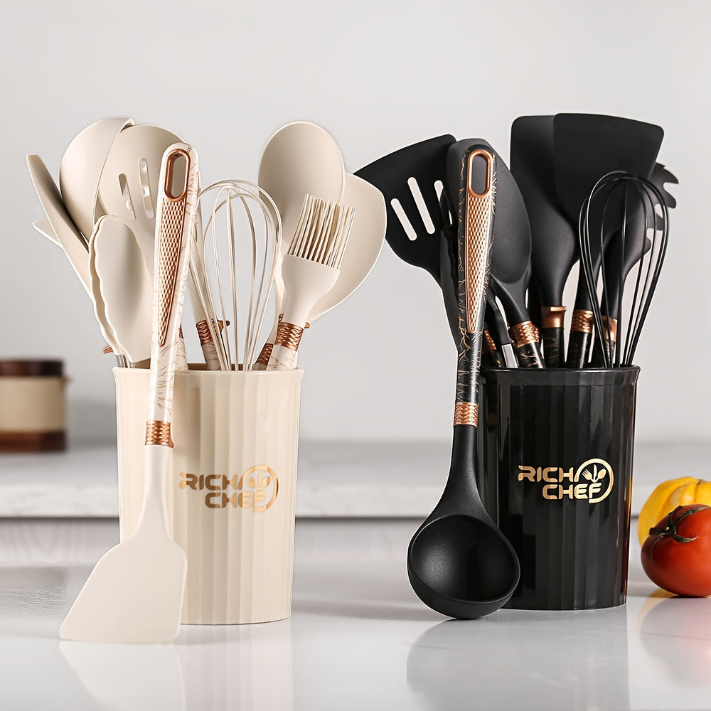 Elegant Silicone Kitchen Utensil Set - Cooking Joy for Your Kitchen