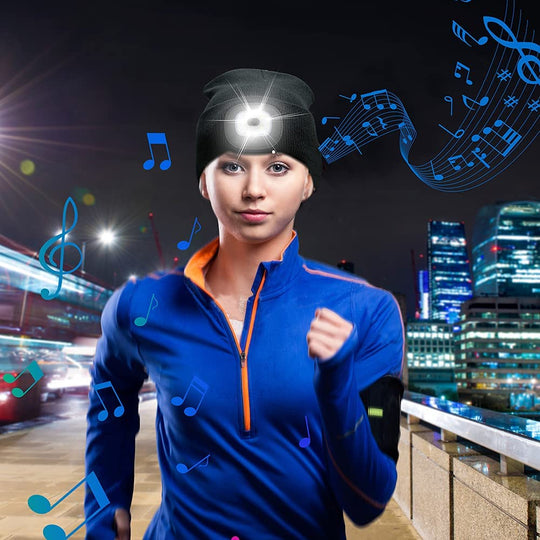Bluetooth Beanie Hat Light with Wireless Headphones