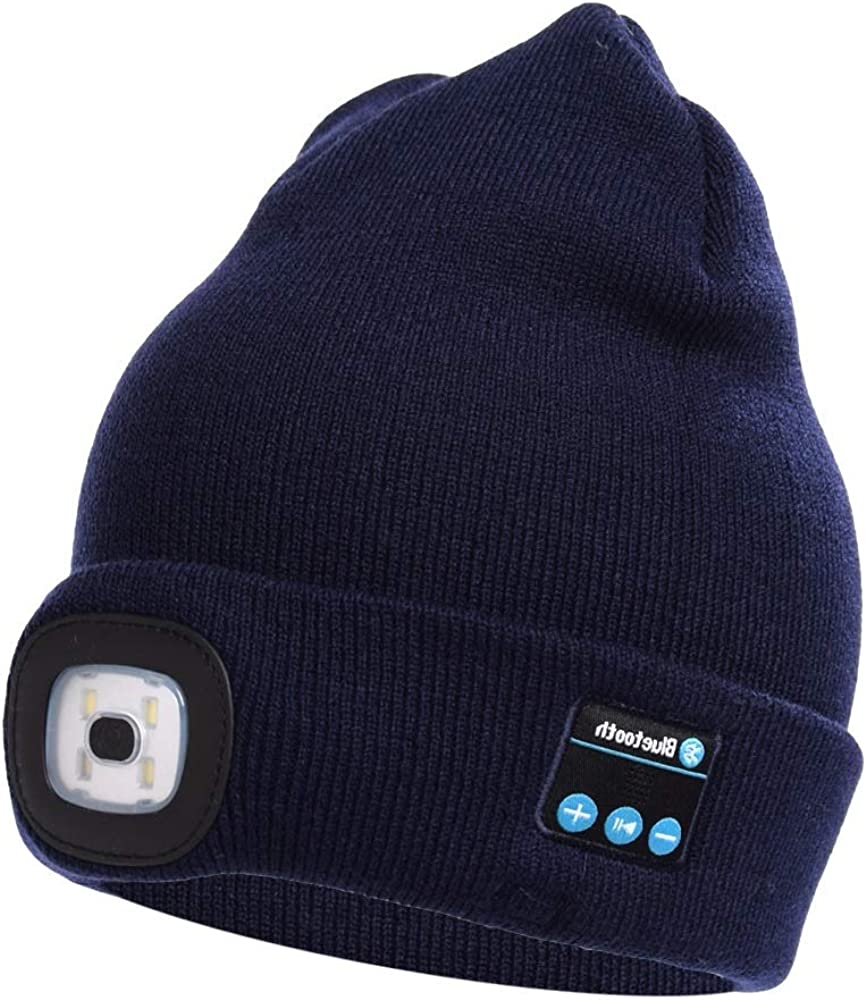 Bluetooth Beanie Hat Light with Wireless Headphones