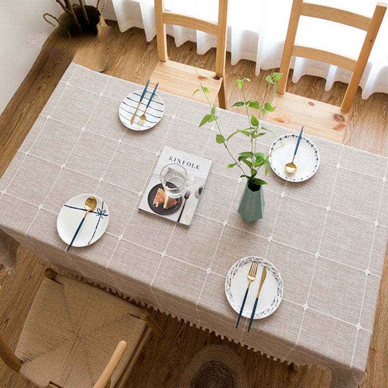Waterproof Oil-Resistant Rectangular Tablecloth - Cotton Linen, Wrinkle-Resistant for Kitchen, Dining Room, Buffet, and Party
