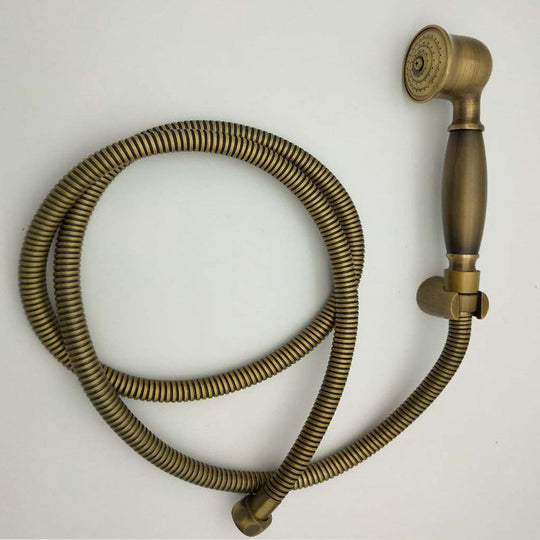 Traditional Handheld Shower Head with Hose - Polished Brass Wall Mounted Design