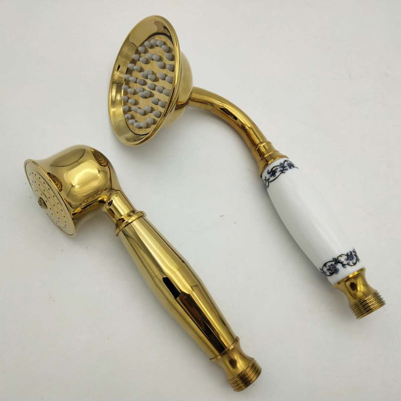 Traditional Handheld Shower Head with Hose - Polished Brass Wall Mounted Design