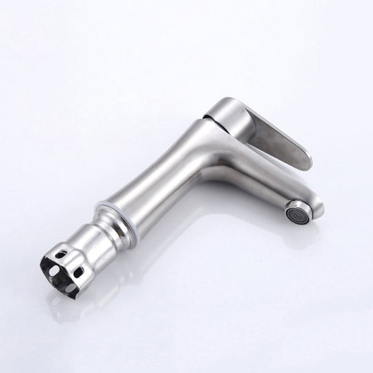 Modern Monochrome Centre Mount Low Arc Basin Tap Faucet for Bathroom
