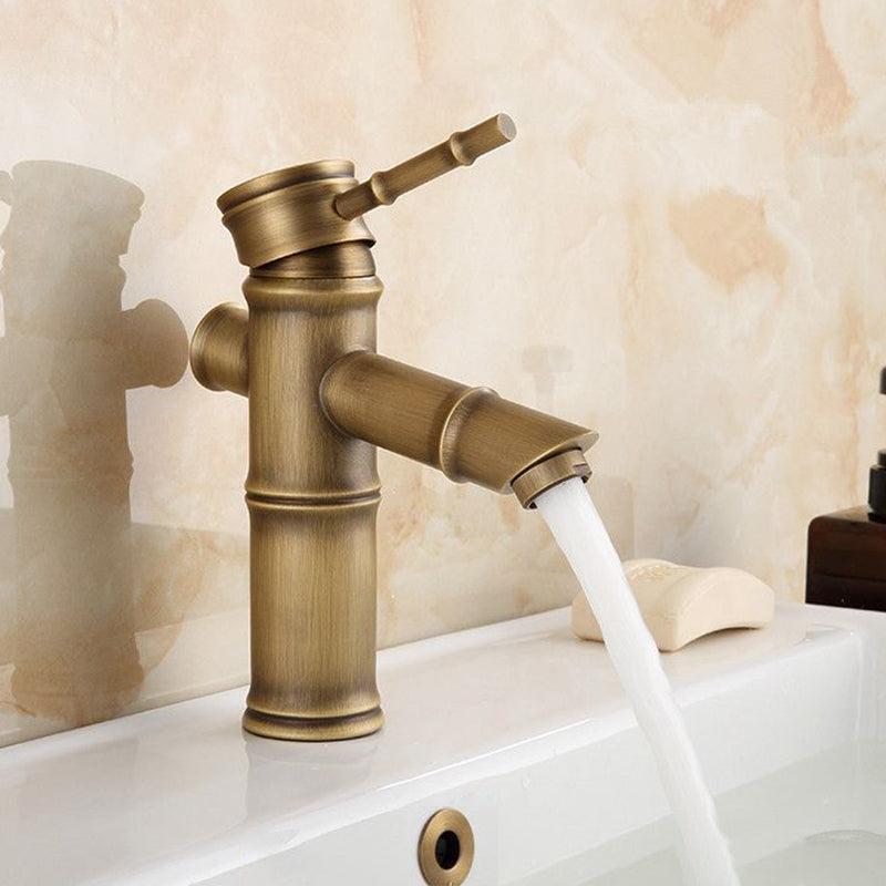 Farmhouse Brass Bathroom Faucet with Lever Handle - Single Hole Sink Faucet