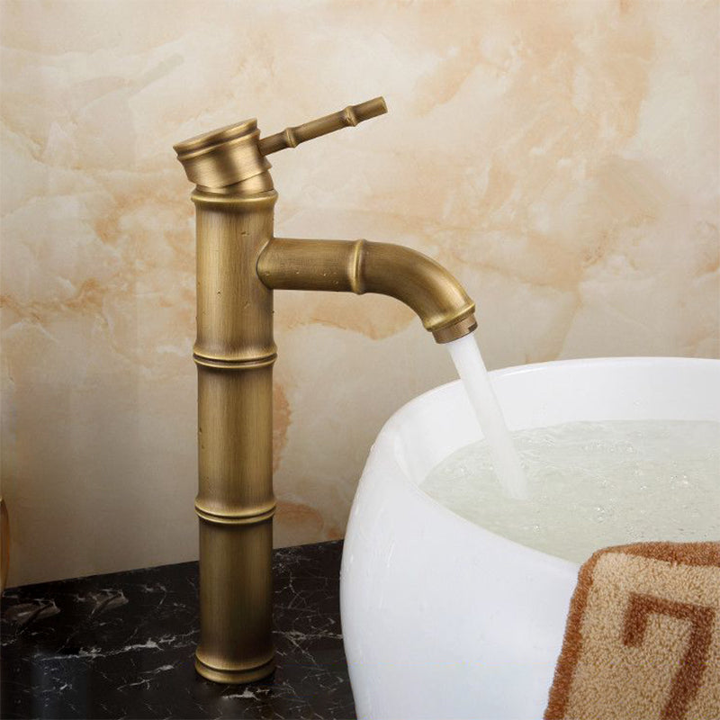 Farmhouse Brass Bathroom Faucet with Lever Handle - Single Hole Sink Faucet