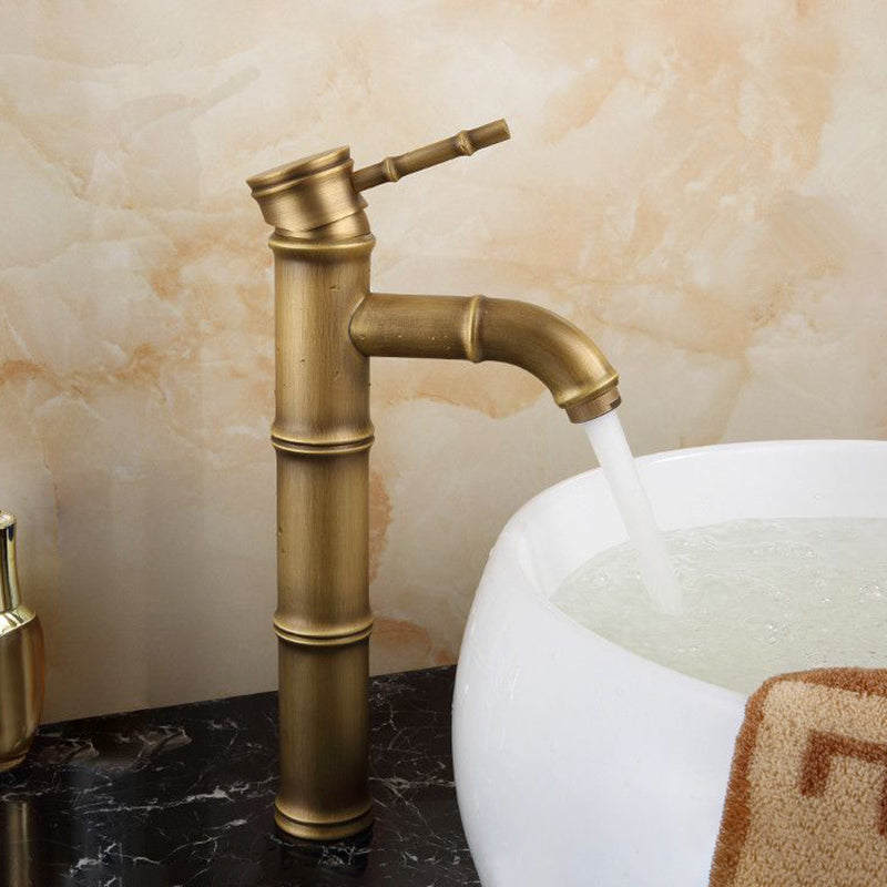 Farmhouse Brass Bathroom Faucet with Lever Handle - Single Hole Sink Faucet