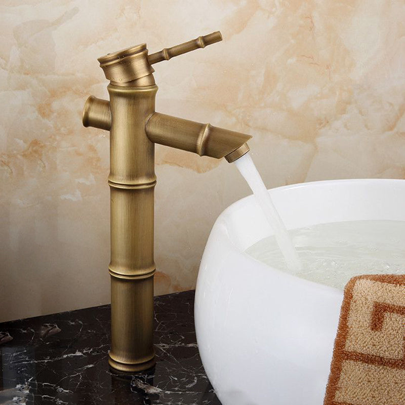 Farmhouse Brass Bathroom Faucet with Lever Handle - Single Hole Sink Faucet