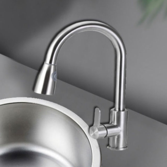 Round Stainless Steel Built-in Sink with Basket Strainer