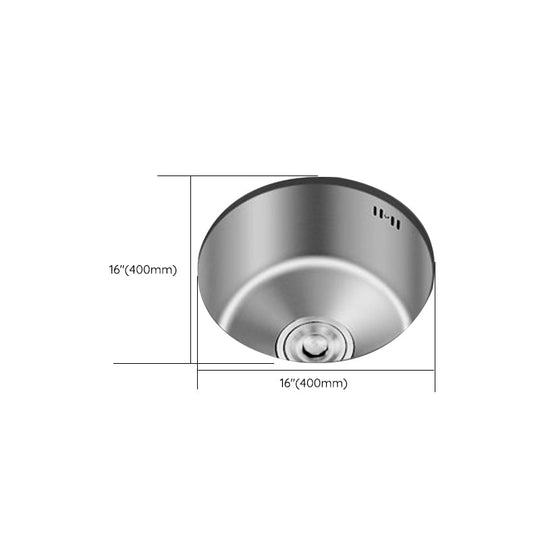 Round Stainless Steel Built-in Sink with Basket Strainer