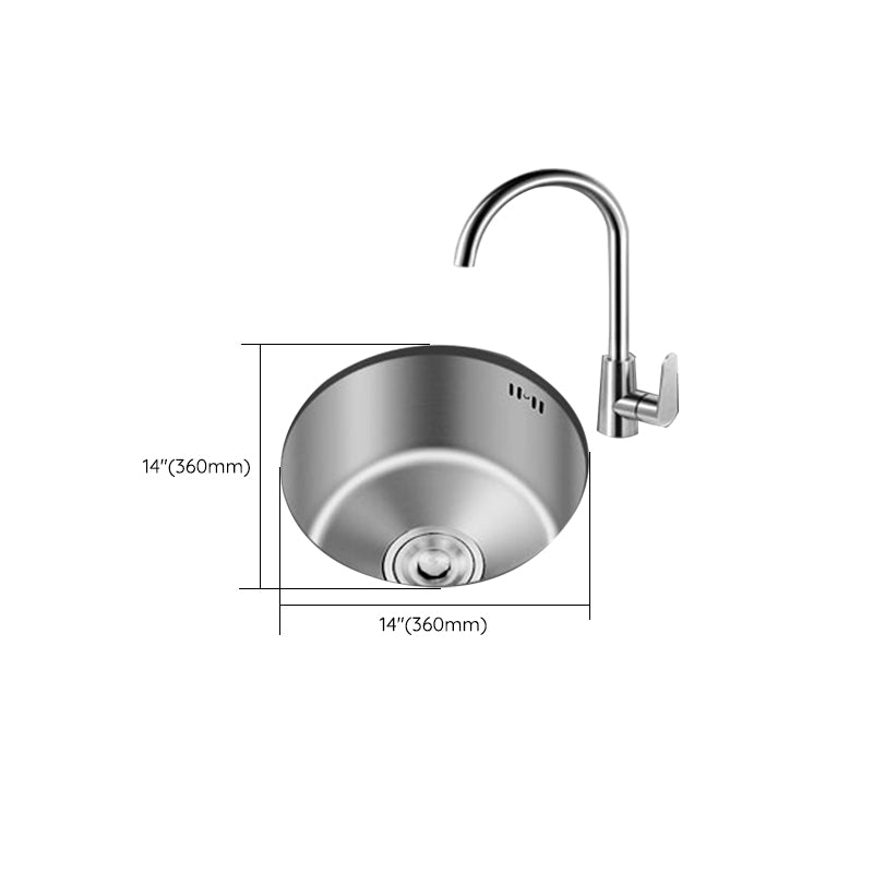 Round Stainless Steel Built-in Sink with Basket Strainer