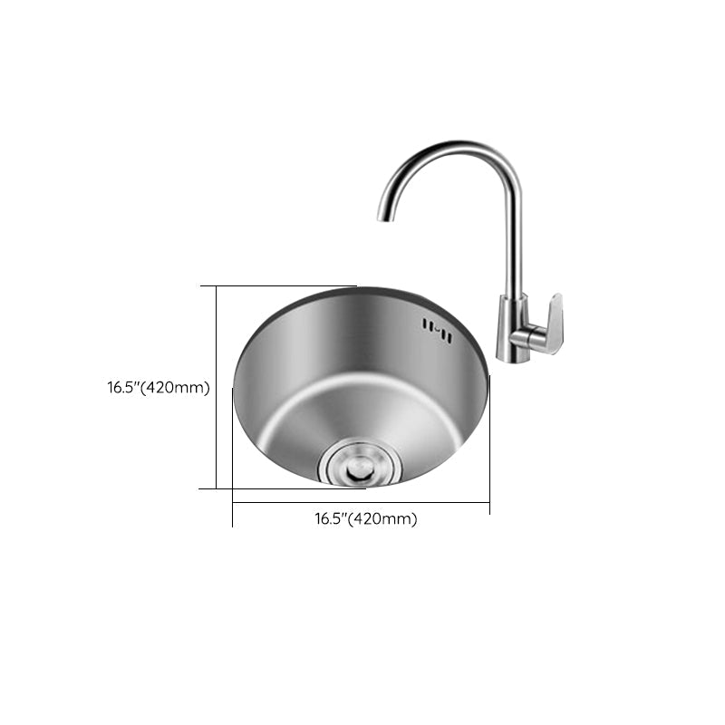 Round Stainless Steel Built-in Sink with Basket Strainer