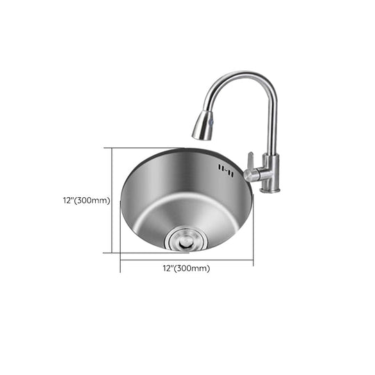 Round Stainless Steel Built-in Sink with Basket Strainer