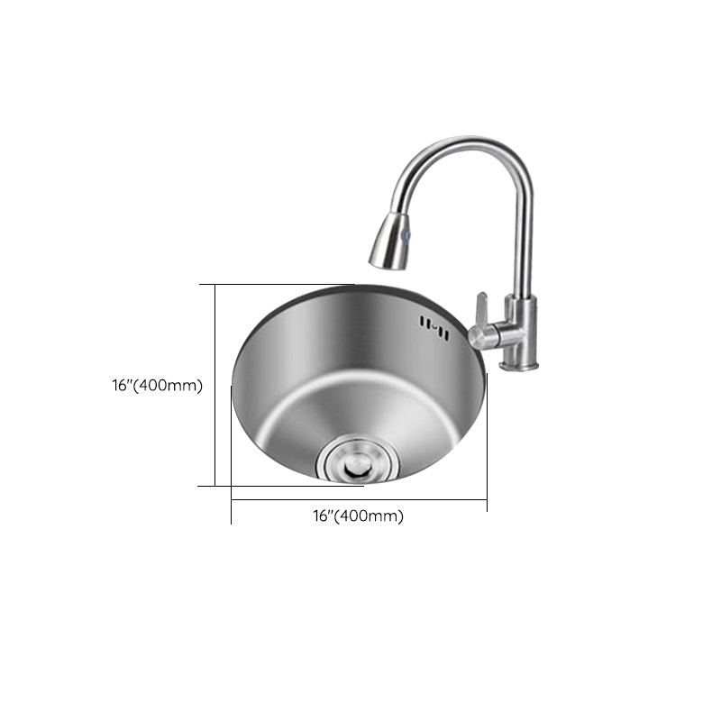 Round Stainless Steel Built-in Sink with Basket Strainer