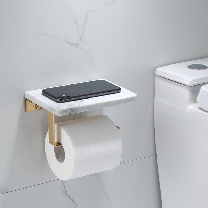 Polished Brass Bathroom Accessory Set with Marble Hardware