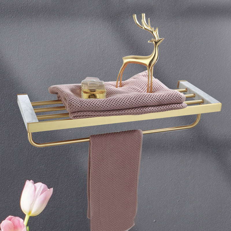 Polished Brass Bathroom Accessory Set with Marble Hardware
