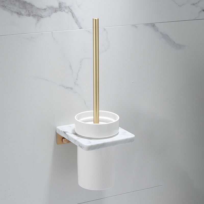 Polished Brass Bathroom Accessory Set with Marble Hardware