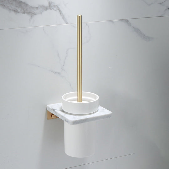 Polished Brass Bathroom Accessory Set with Marble Hardware
