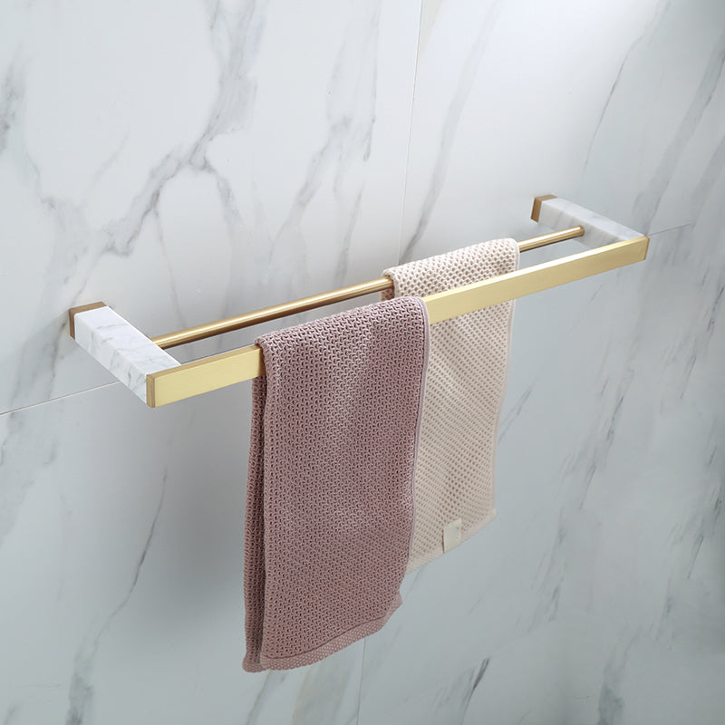 Polished Brass Bathroom Accessory Set with Marble Hardware