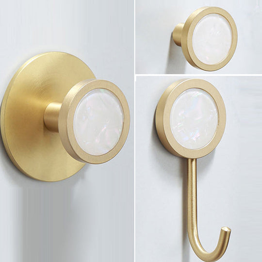 Polished Brass Bathroom Accessory Set with Marble Hardware
