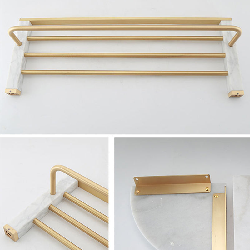 Polished Brass Bathroom Accessory Set with Marble Hardware