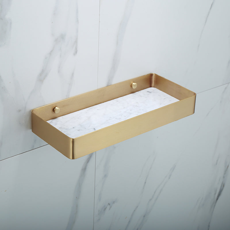 Polished Brass Bathroom Accessory Set with Marble Hardware