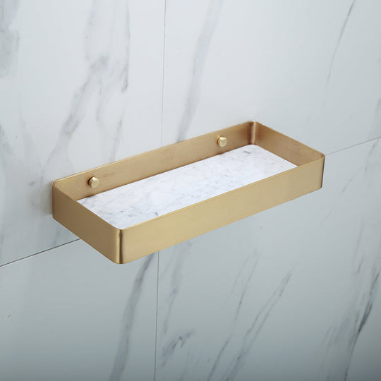 Polished Brass Bathroom Accessory Set with Marble Hardware