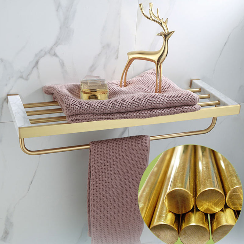 Polished Brass Bathroom Accessory Set with Marble Hardware