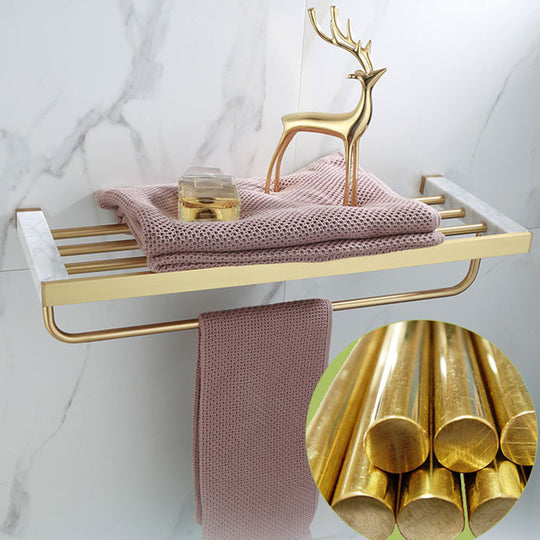 Polished Brass Bathroom Accessory Set with Marble Hardware