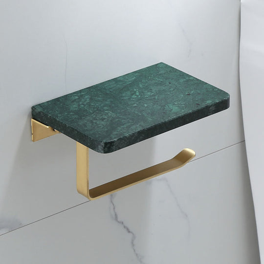 Polished Brass Bathroom Accessory Set with Marble Hardware